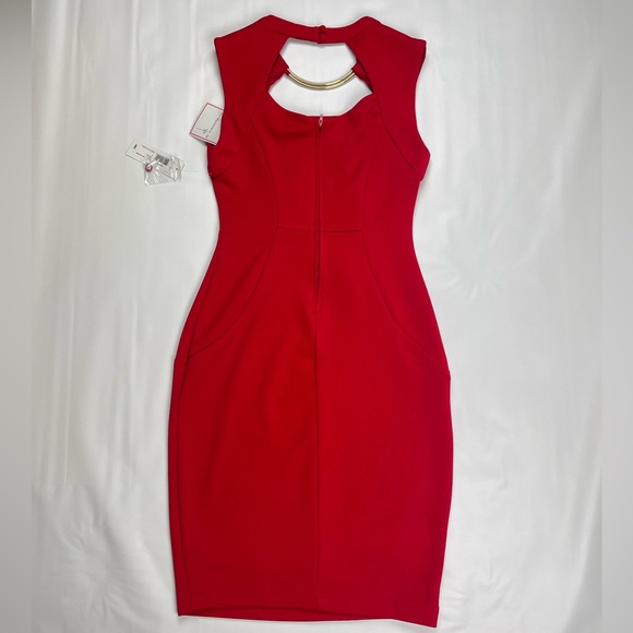 NWT Bisou Bisou Red Bodycon Midi Dress Size 4 - Picture 5 of 9